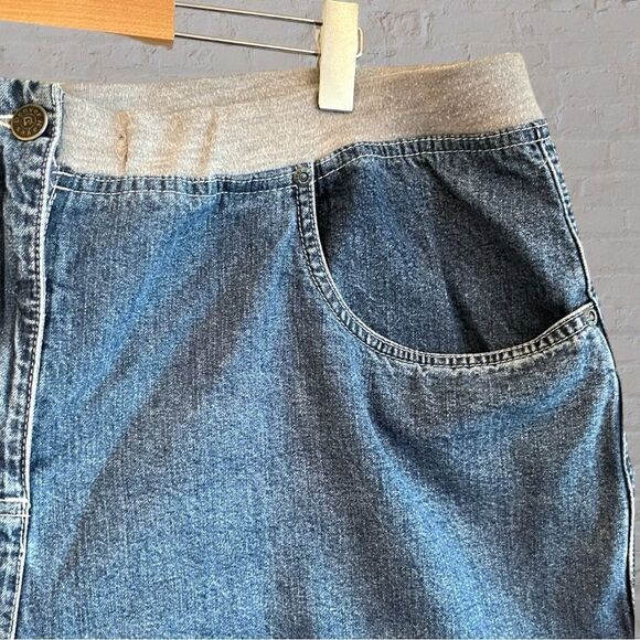 Vintage 90s Jean shorts white stitching grey waist band - Picture 3 of 8